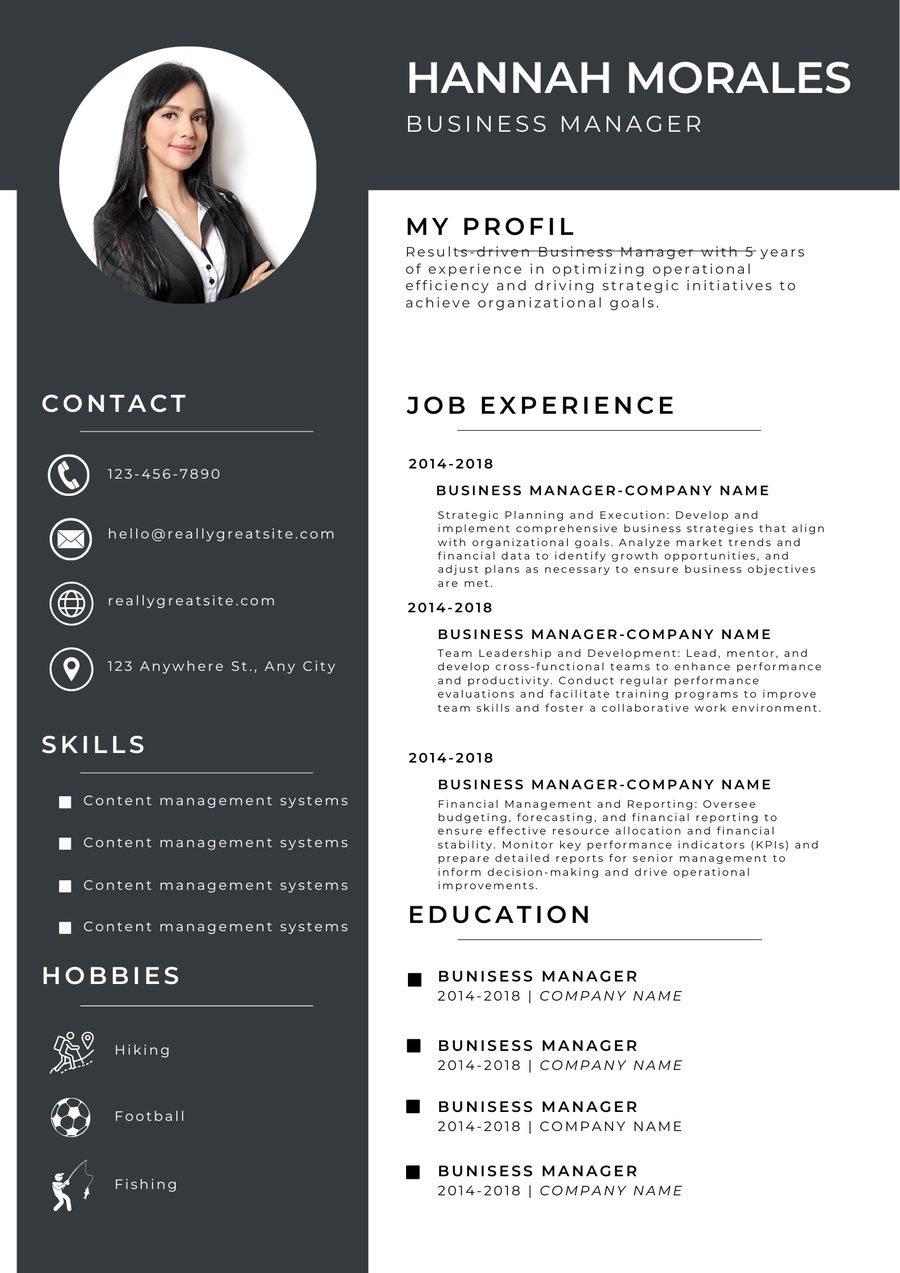 Onyx Sidebar CV template preview