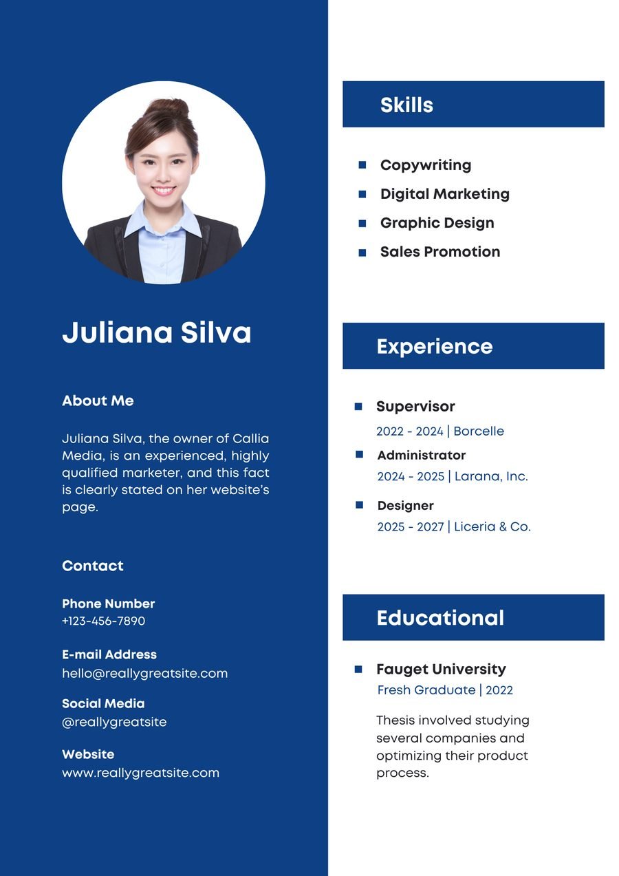 Bold Blue CV template preview