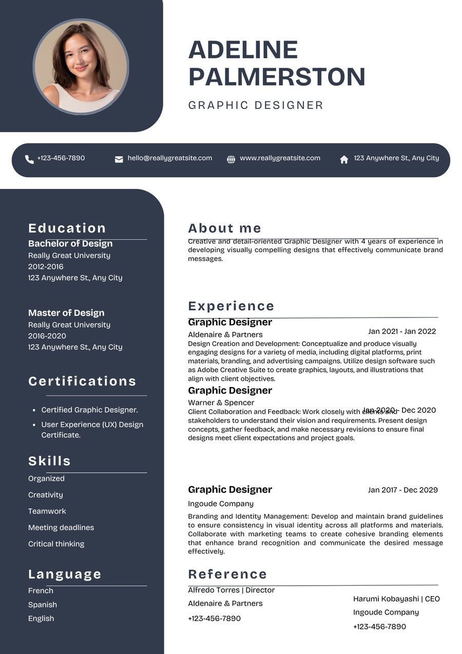 Metro Blue CV template preview