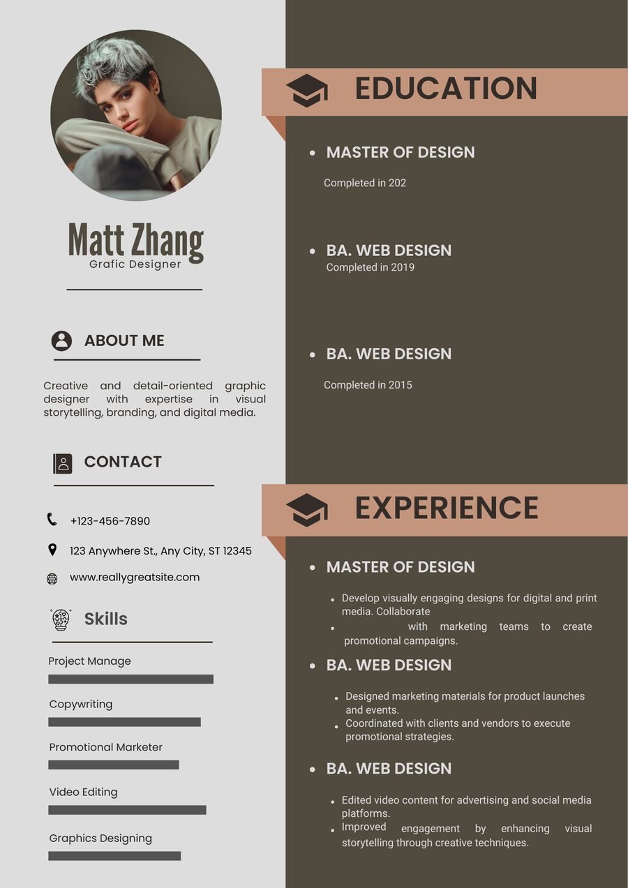 Olive Executive CV template preview
