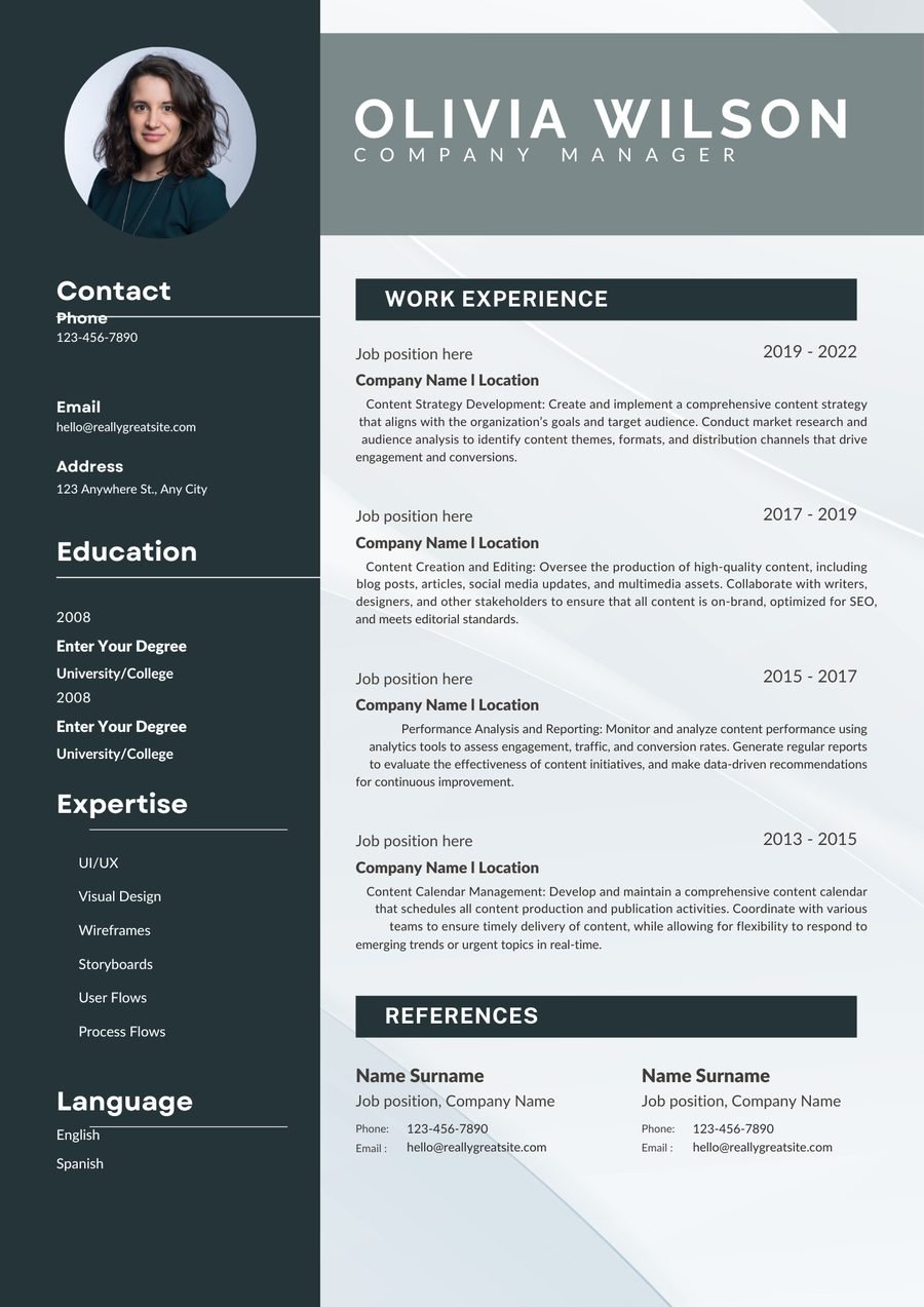 Carbon Edge CV template preview