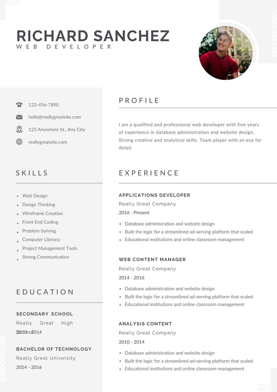 Clean Slate CV template preview