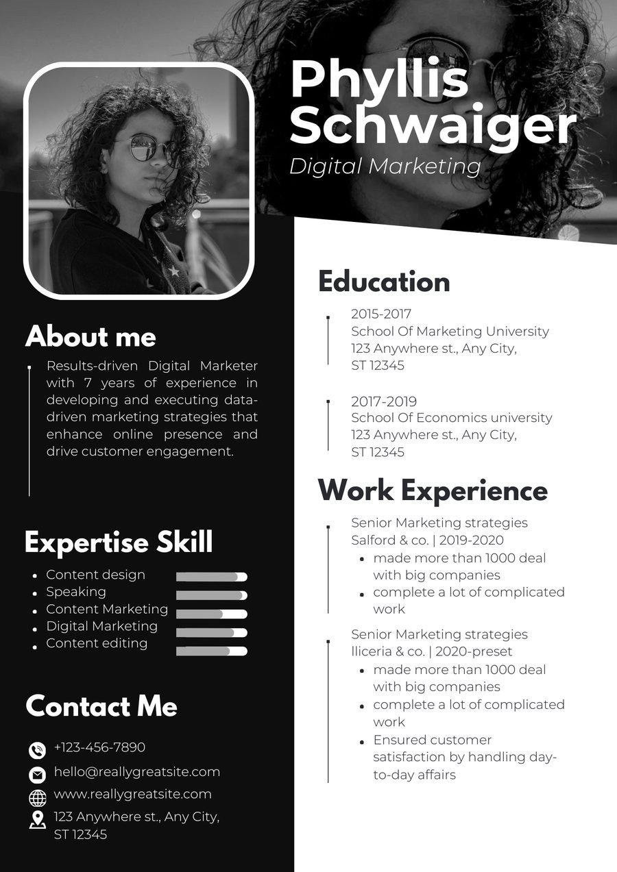 Black Banner CV template preview