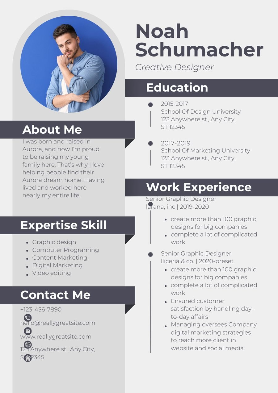 Steel Blue CV template preview