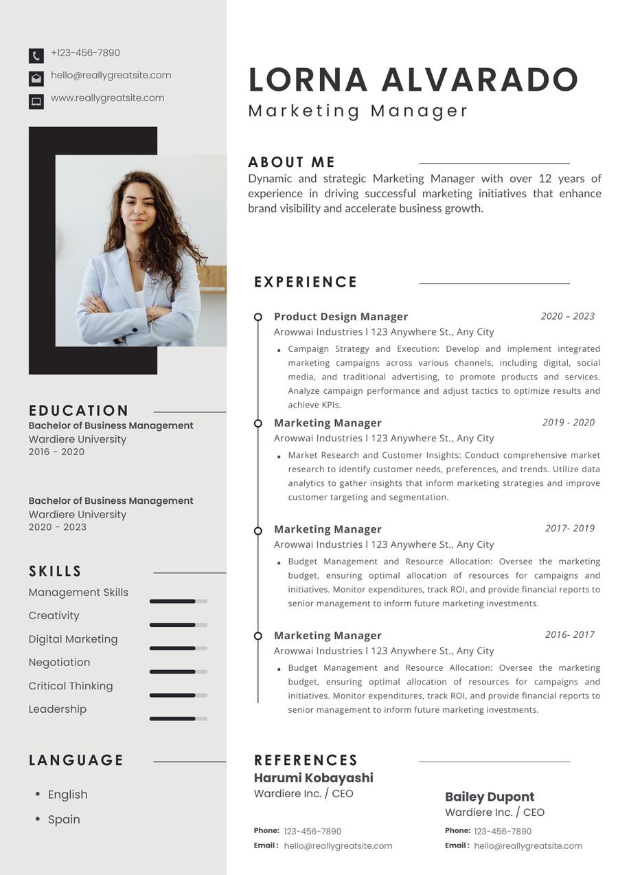 Slate Sidebar CV template preview