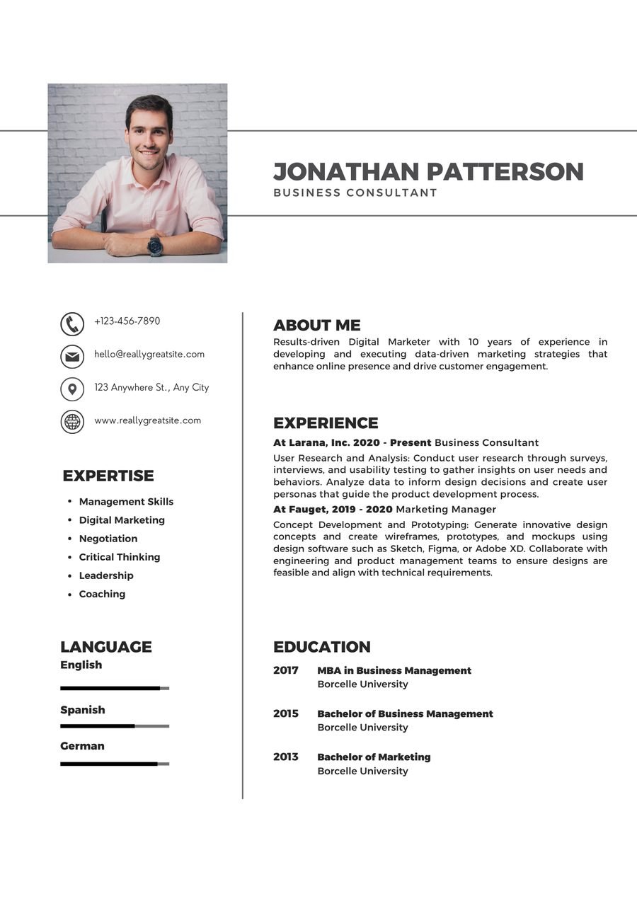 Coastal Blue CV template preview