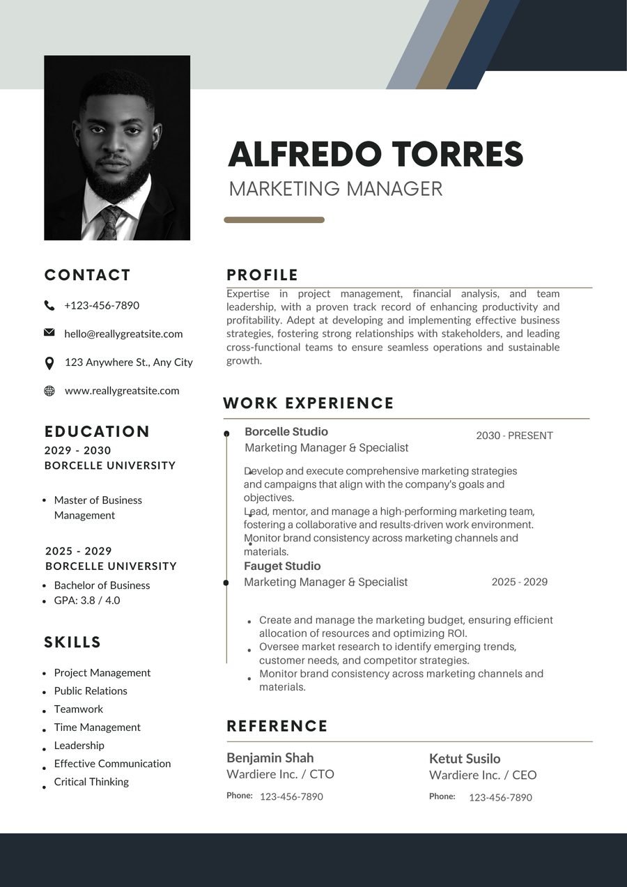 Executive Stripes CV template preview