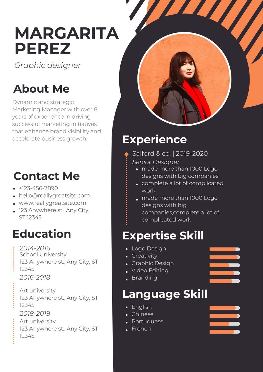 Burnt Orange CV template preview